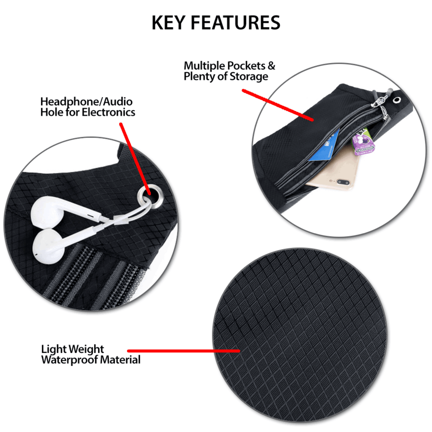 XGear Fitness Waterproof Fanny Pack for Running and Travel-3