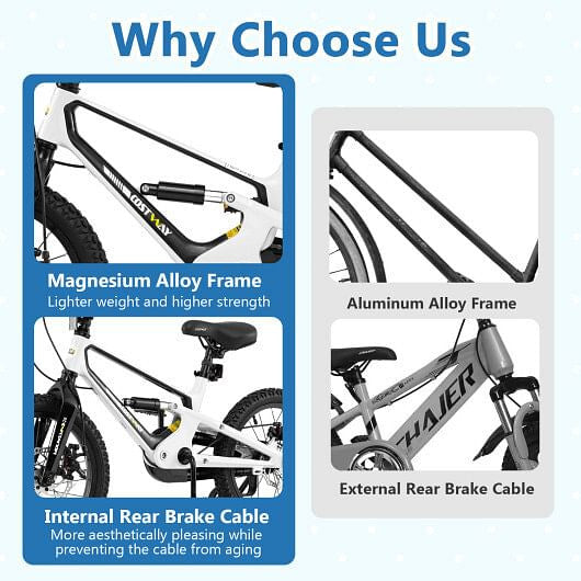 16 Inch Kids Bike Magnesium Alloy Bicycle Adjustable for Aged 4 to 7-16 inches-2