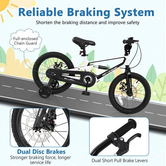 16 Inch Kids Bike Magnesium Alloy Bicycle Adjustable for Aged 4 to 7-16 inches-3