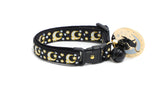 Gold Moons and Stars on Black V2 Cat Collar-5