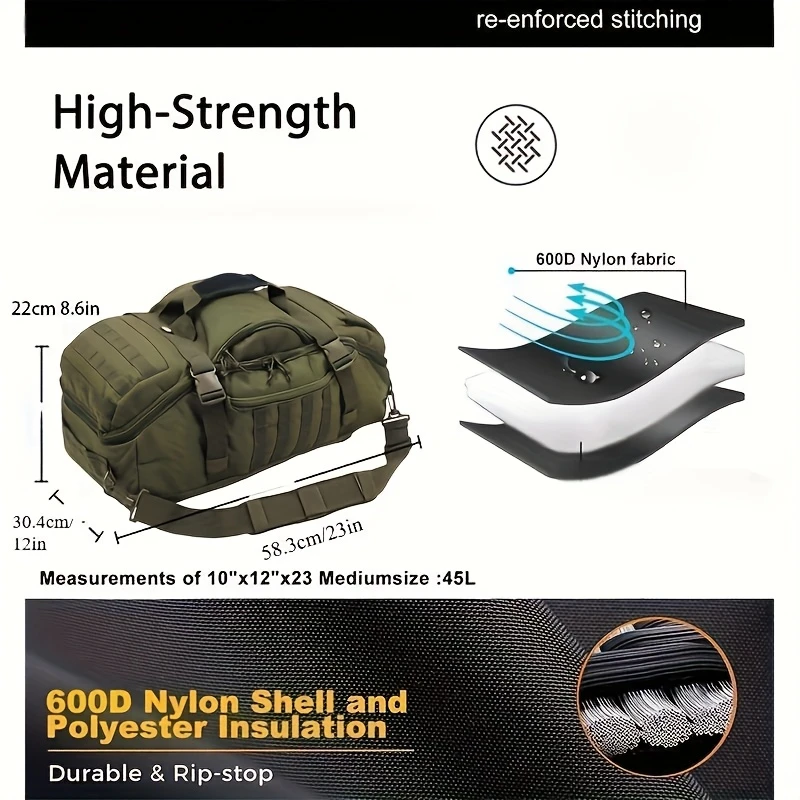 Tactical Gym Duffel Backpack Capacity Bag-2